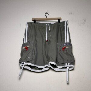 Abercrombie & Fitch Swimming Trunks Green Grey Short Men 40 White Workout Cargo